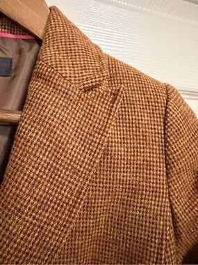 ‘Light Academia’ brown wool-blend Houndstooth Blazer 10 petite tweed jacket